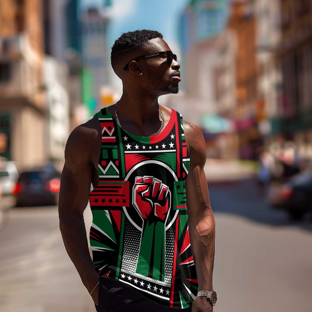 Power Fist And Patterns In Pan African Men Tank Top