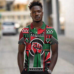 Power Fist And Patterns In Pan African Polo Shirt