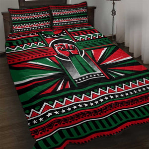 Power Fist And Patterns In Pan African Quilt Bed Set