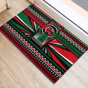 Power Fist And Patterns In Pan African Rubber Doormat