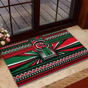 Power Fist And Patterns In Pan African Rubber Doormat