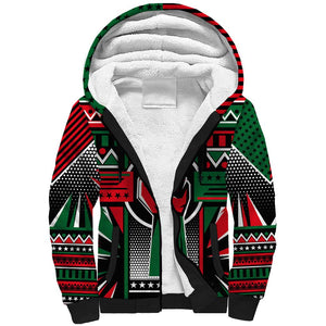 Power Fist And Patterns In Pan African Sherpa Hoodie