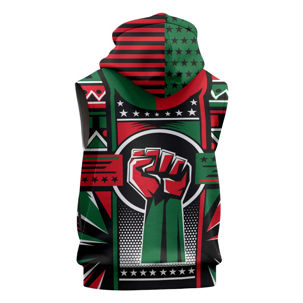 Power Fist And Patterns In Pan African Sleeveless Hoodie - African Pride