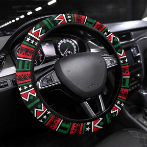 Power Fist And Patterns In Pan African Steering Wheel Cover