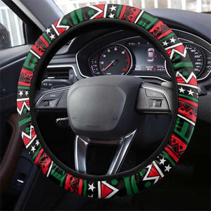 Power Fist And Patterns In Pan African Steering Wheel Cover