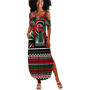 Power Fist And Patterns In Pan African Summer Maxi Dress