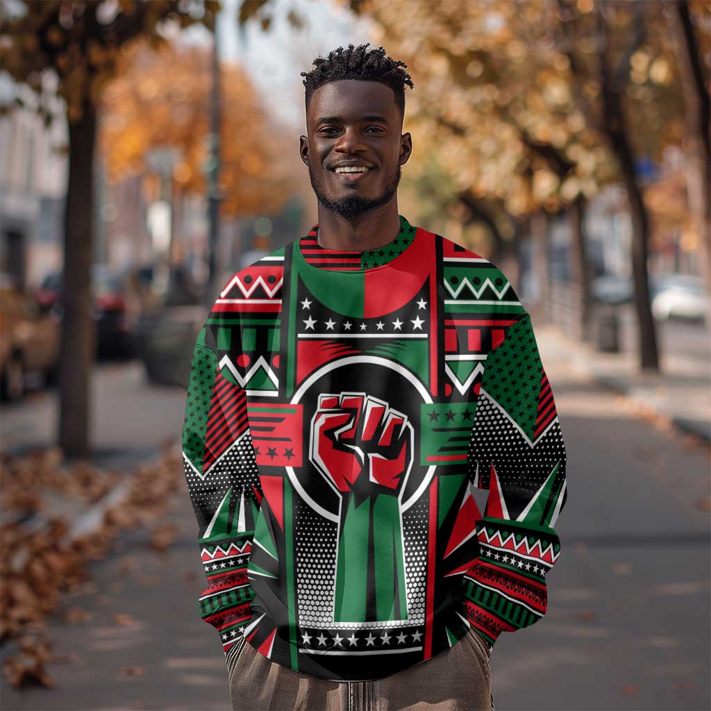 Power Fist And Patterns In Pan African Sweatshirt