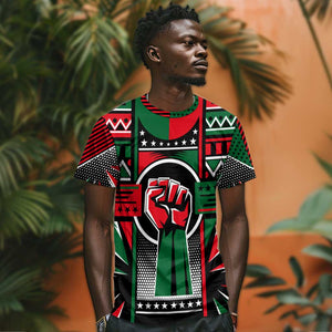 Power Fist And Patterns In Pan African T shirt