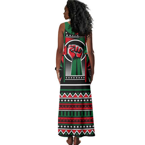 Power Fist And Patterns In Pan African Tank Maxi Dress