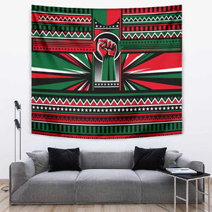 Power Fist And Patterns In Pan African Tapestry