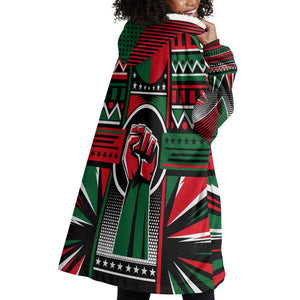 Power Fist And Patterns In Pan African Wearable Blanket Hoodie