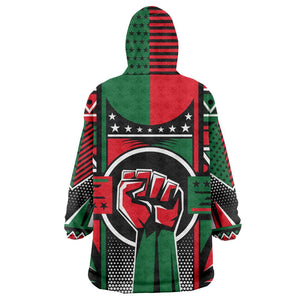 Power Fist And Patterns In Pan African Wearable Blanket Hoodie