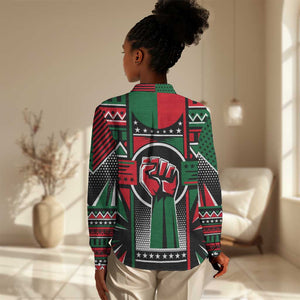 Power Fist And Patterns In Pan African Women Casual Shirt