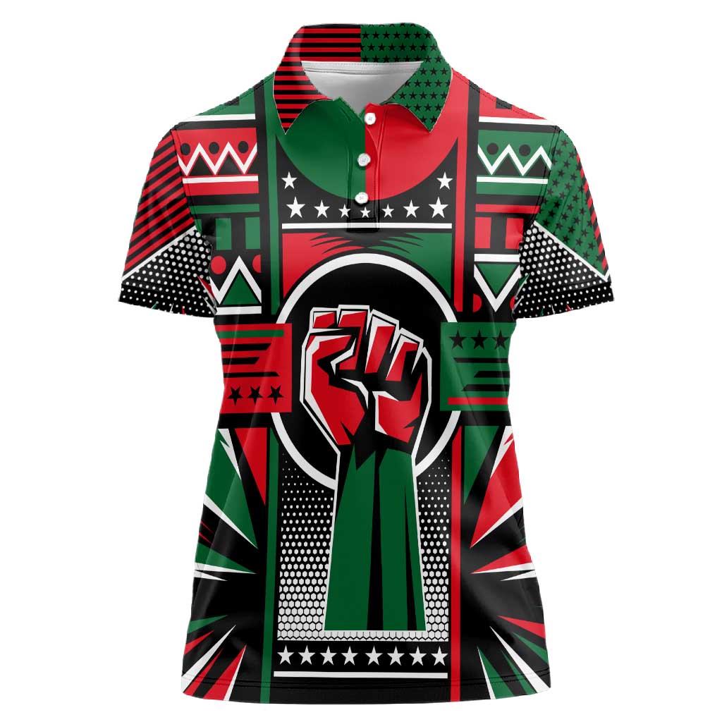 Power Fist And Patterns In Pan African Women Polo Shirt