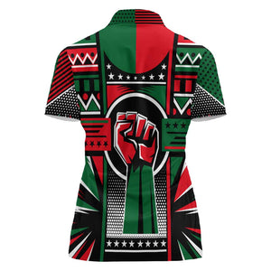 Power Fist And Patterns In Pan African Women Polo Shirt