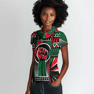 Power Fist And Patterns In Pan African Women Polo Shirt