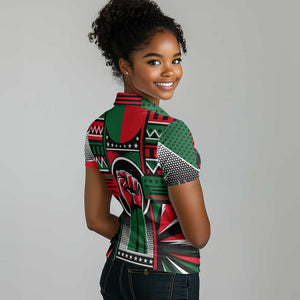 Power Fist And Patterns In Pan African Women Polo Shirt