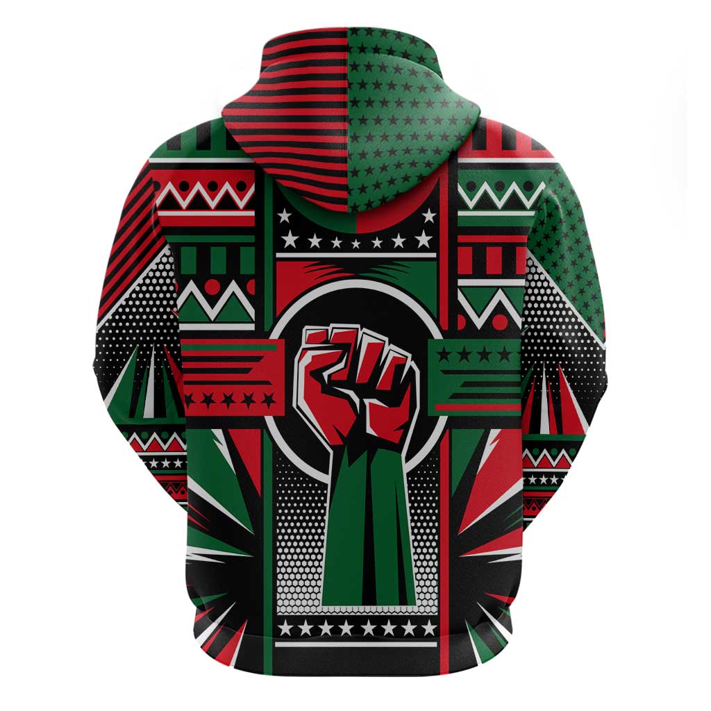 Power Fist And Patterns In Pan African Zip Hoodie