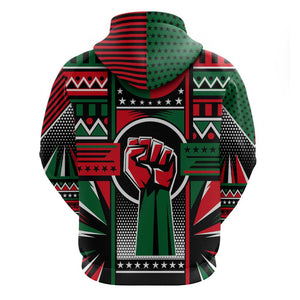 Power Fist And Patterns In Pan African Zip Hoodie