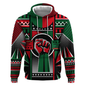 Power Fist And Patterns In Pan African Zip Hoodie