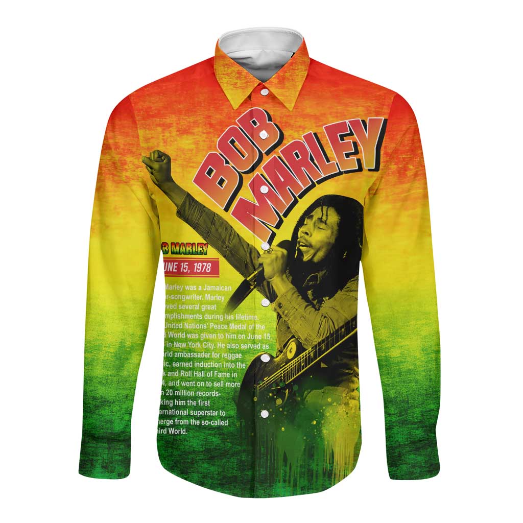 The Real Legend Bob Long Sleeve Button Shirt African Jamaica Reggae