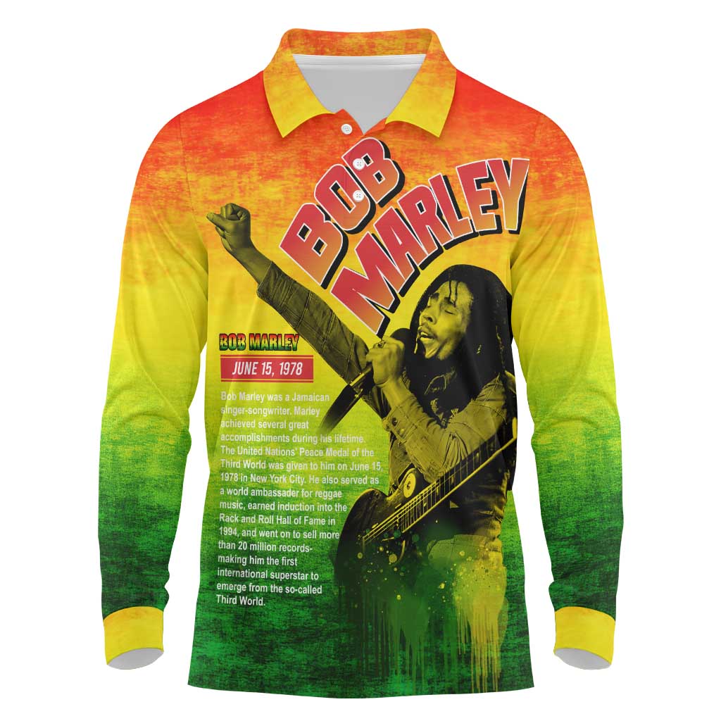 The Real Legend Bob Long Sleeve Polo Shirt African Jamaica Reggae