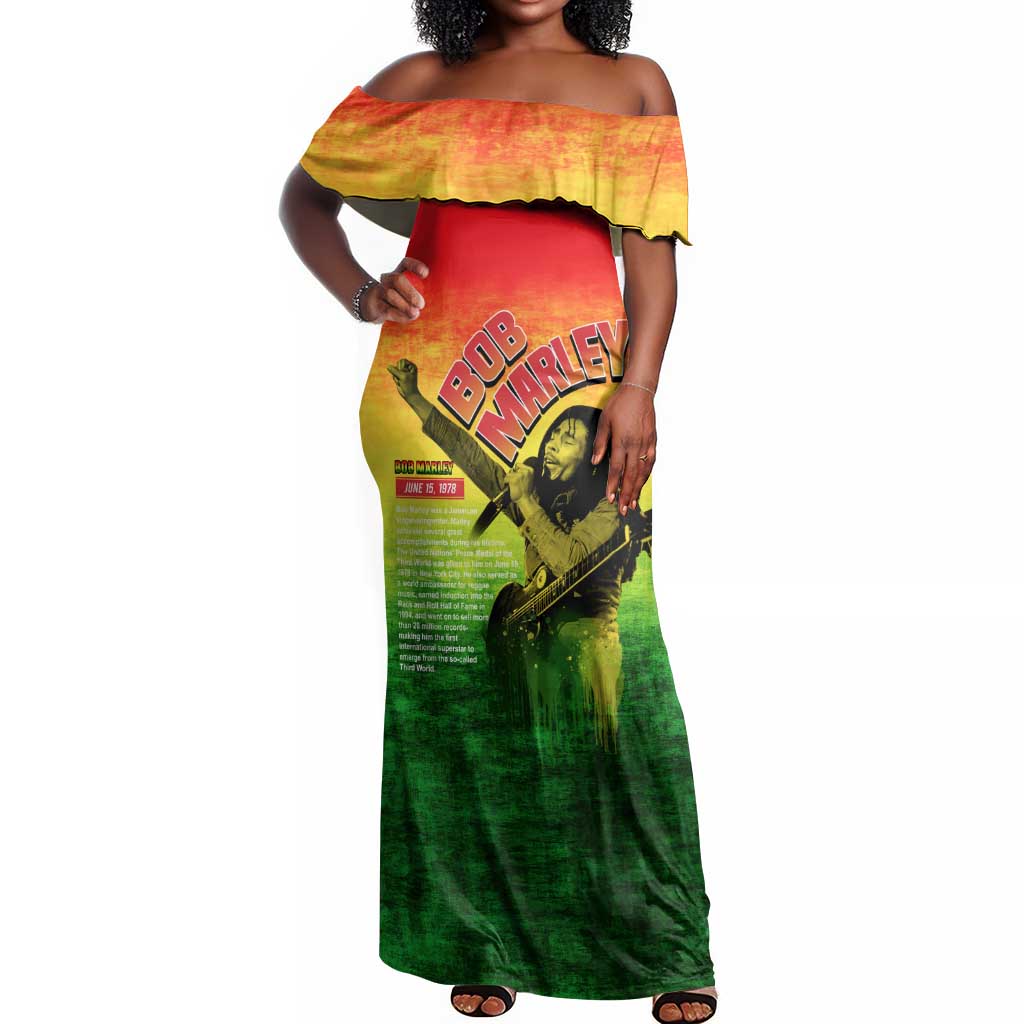 The Real Legend Bob Off Shoulder Maxi Dress African Jamaica Reggae