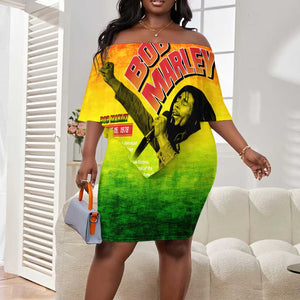 The Real Legend Bob Off Shoulder Short Dress African Jamaica Reggae