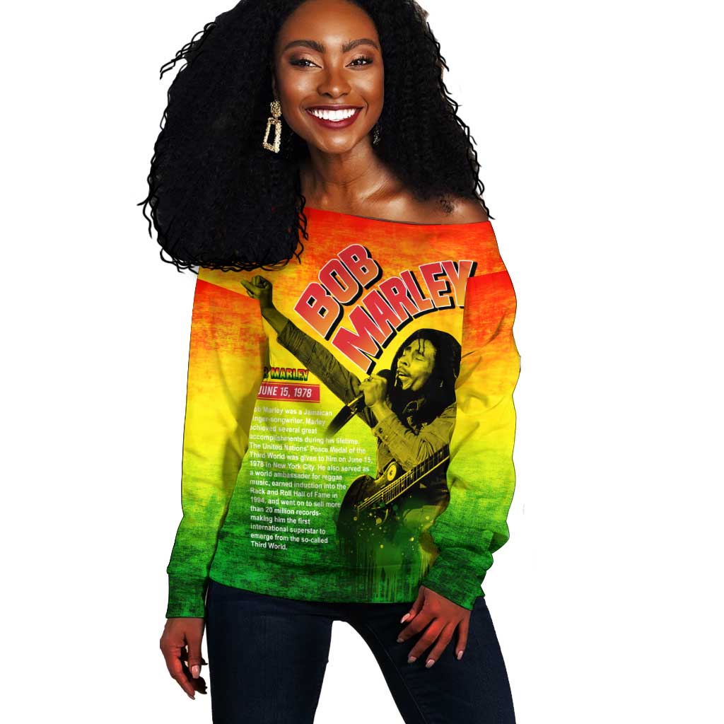 The Real Legend Bob Off Shoulder Sweater African Jamaica Reggae