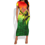 The Real Legend Bob Short Sleeve Bodycon Dress African Jamaica Reggae DT02