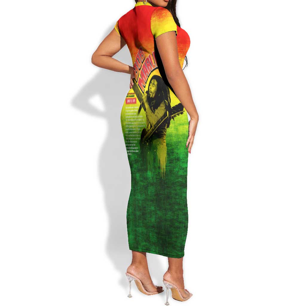 The Real Legend Bob Short Sleeve Bodycon Dress African Jamaica Reggae DT02