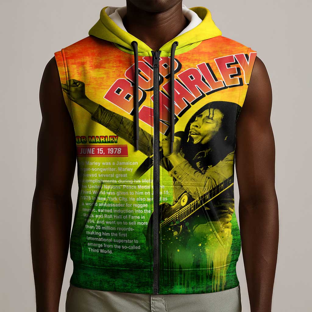 The Real Legend Bob Sleeveless Zip Hoodie African Jamaica Reggae - African Pride