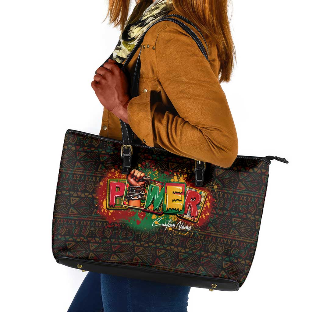 Personalized Power African Leather Tote Bag