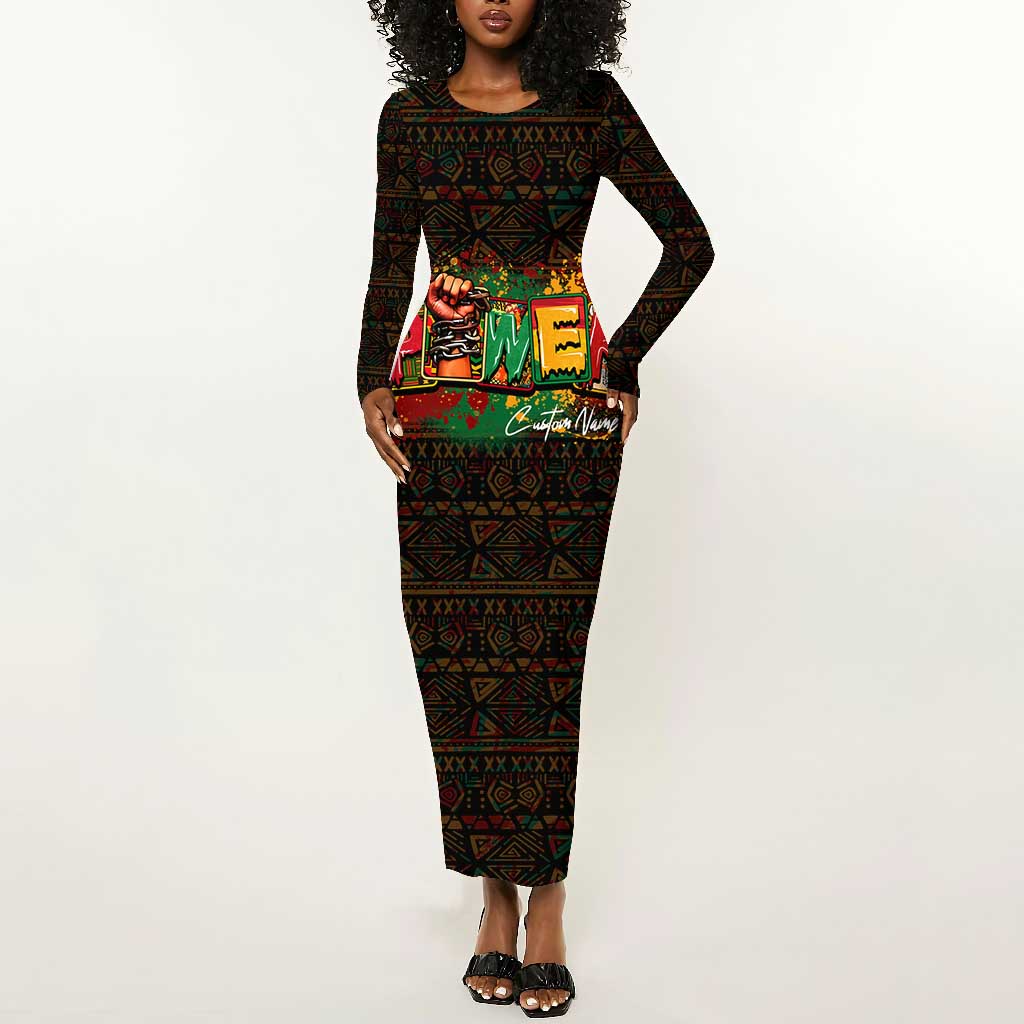 Personalized Power African Long Sleeve Bodycon Dress