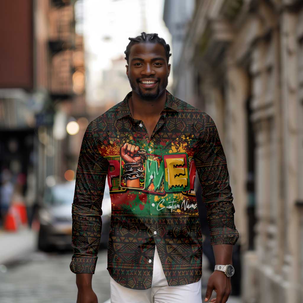 Personalized Power African Long Sleeve Button Shirt