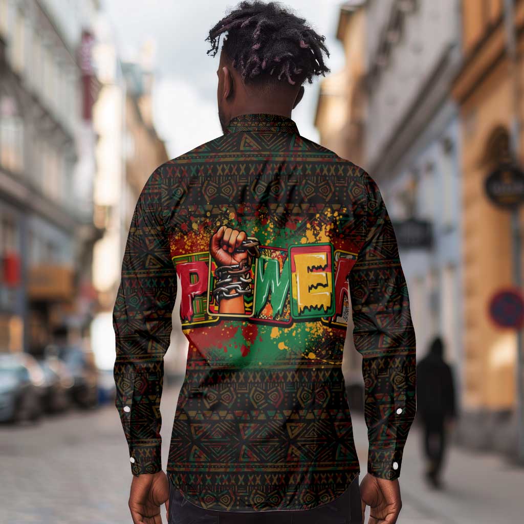 Personalized Power African Long Sleeve Button Shirt
