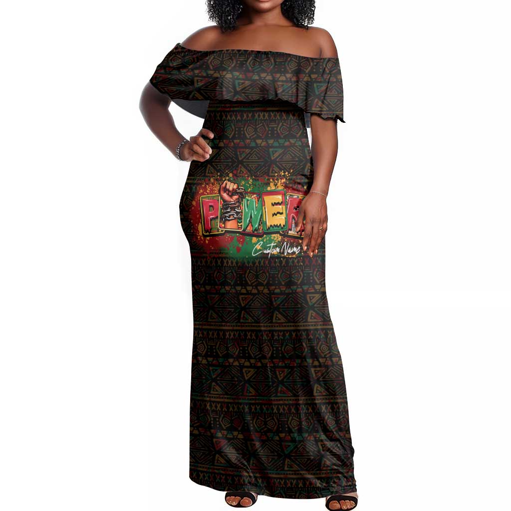 Personalized Power African Off Shoulder Maxi Dress