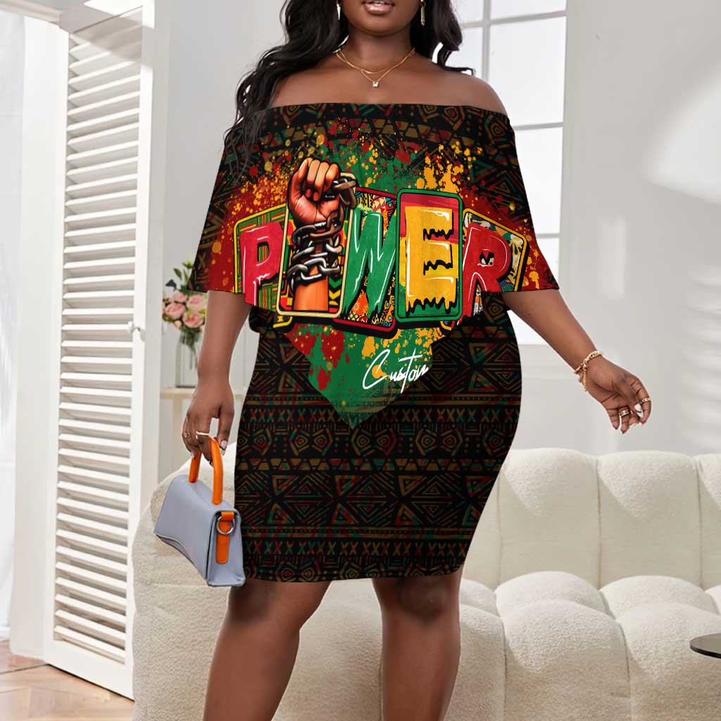 Personalized Power African Off Shoulder Short Dress