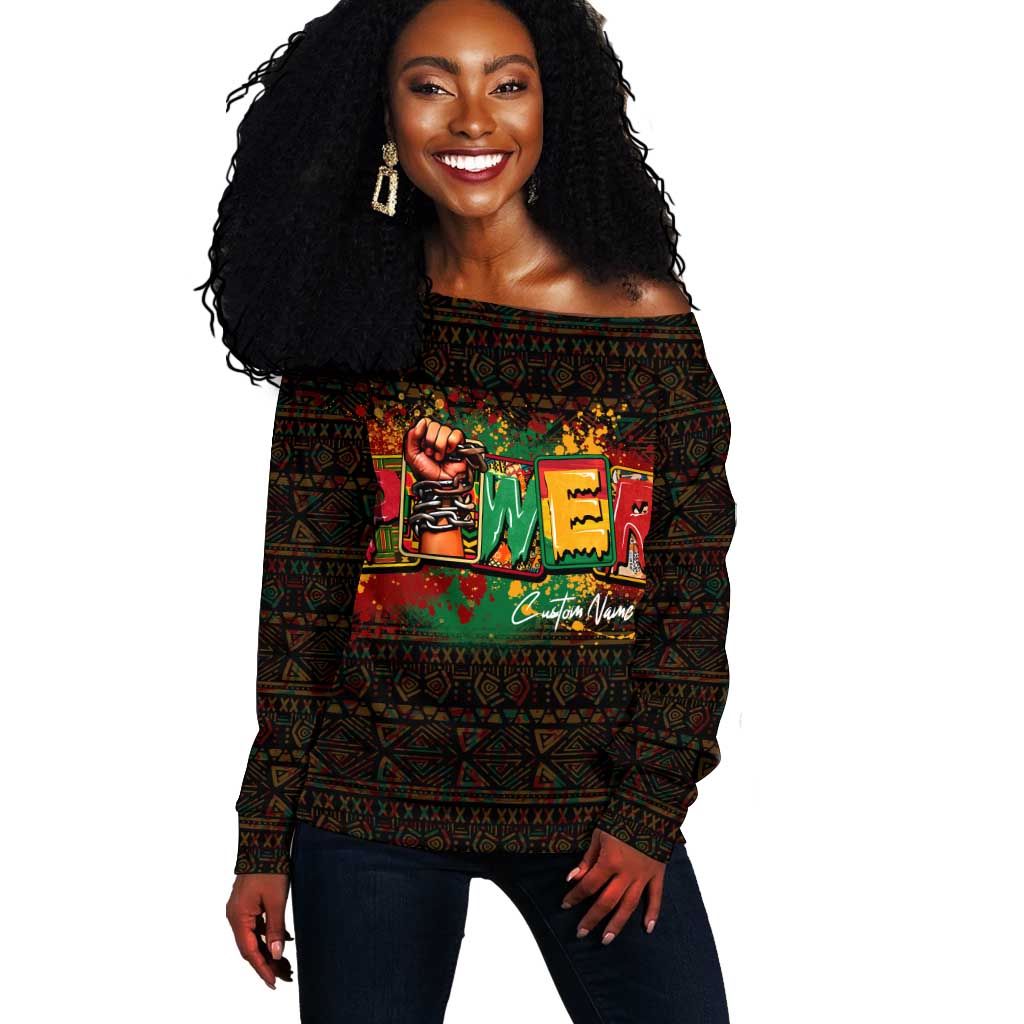 Personalized Power African Off Shoulder Sweater