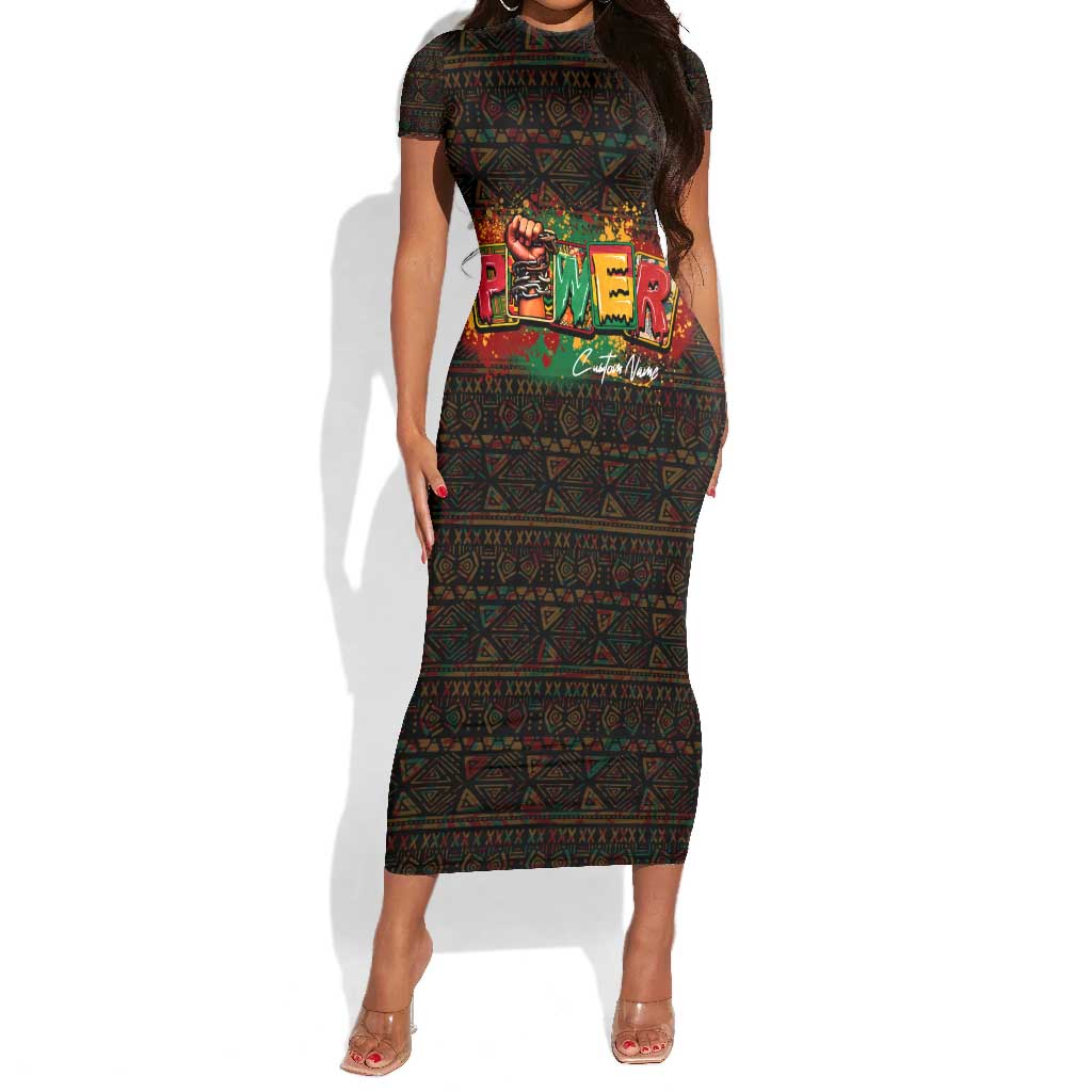 Personalized Power African Short Sleeve Bodycon Dress