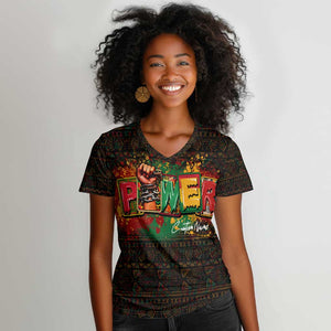 Personalized Power African Women V-Neck T-Shirt