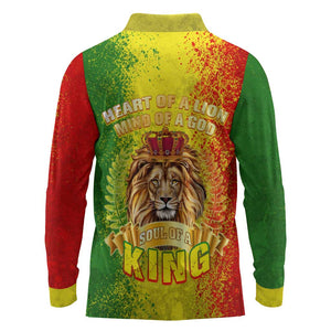 King's African Spirit Long Sleeve Polo Shirt Heart of A Lion