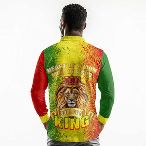 King's African Spirit Long Sleeve Polo Shirt Heart of A Lion