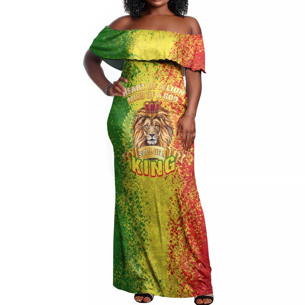 King's African Spirit Off Shoulder Maxi Dress Heart of A Lion