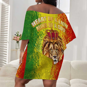 King's African Spirit Off Shoulder Short Dress Heart of A Lion