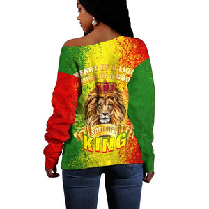 King's African Spirit Off Shoulder Sweater Heart of A Lion