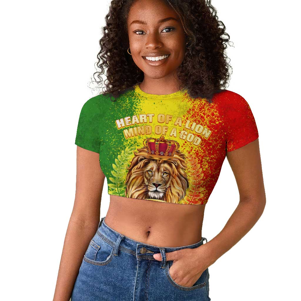 King's African Spirit Raglan Cropped T shirt Heart of A Lion