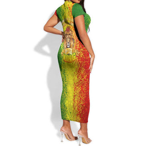 King's African Spirit Short Sleeve Bodycon Dress Heart of A Lion DT02