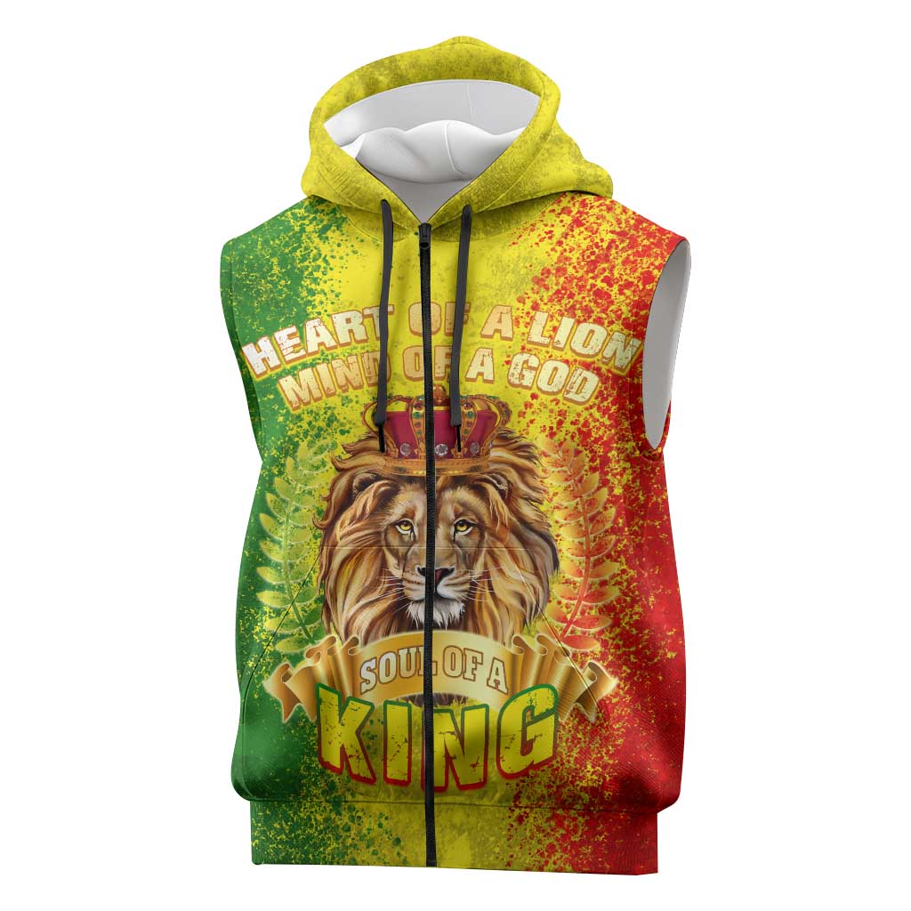 King's African Spirit Sleeveless Zip Hoodie Heart of A Lion - African Pride