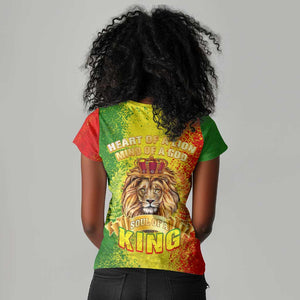 King's African Spirit Women V-Neck T-Shirt Heart of A Lion